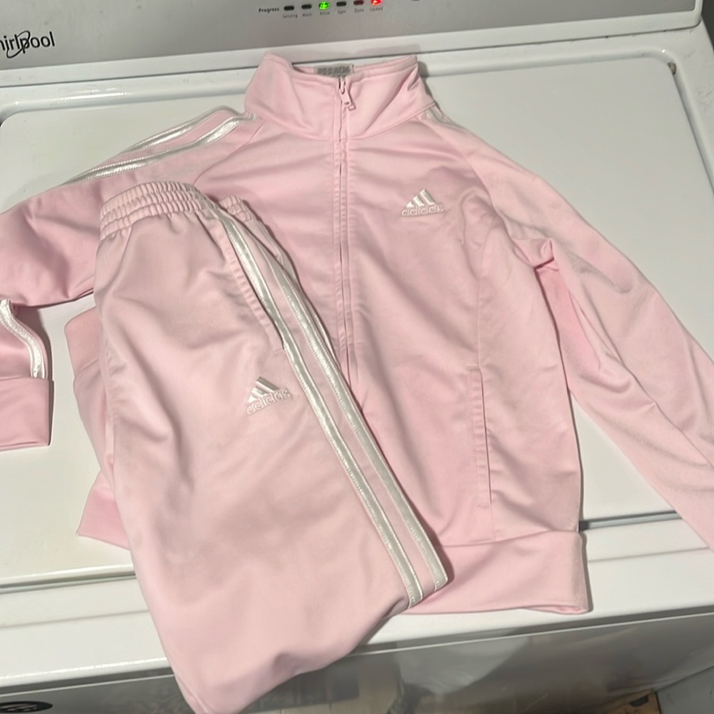 Girls adidas pink track suit